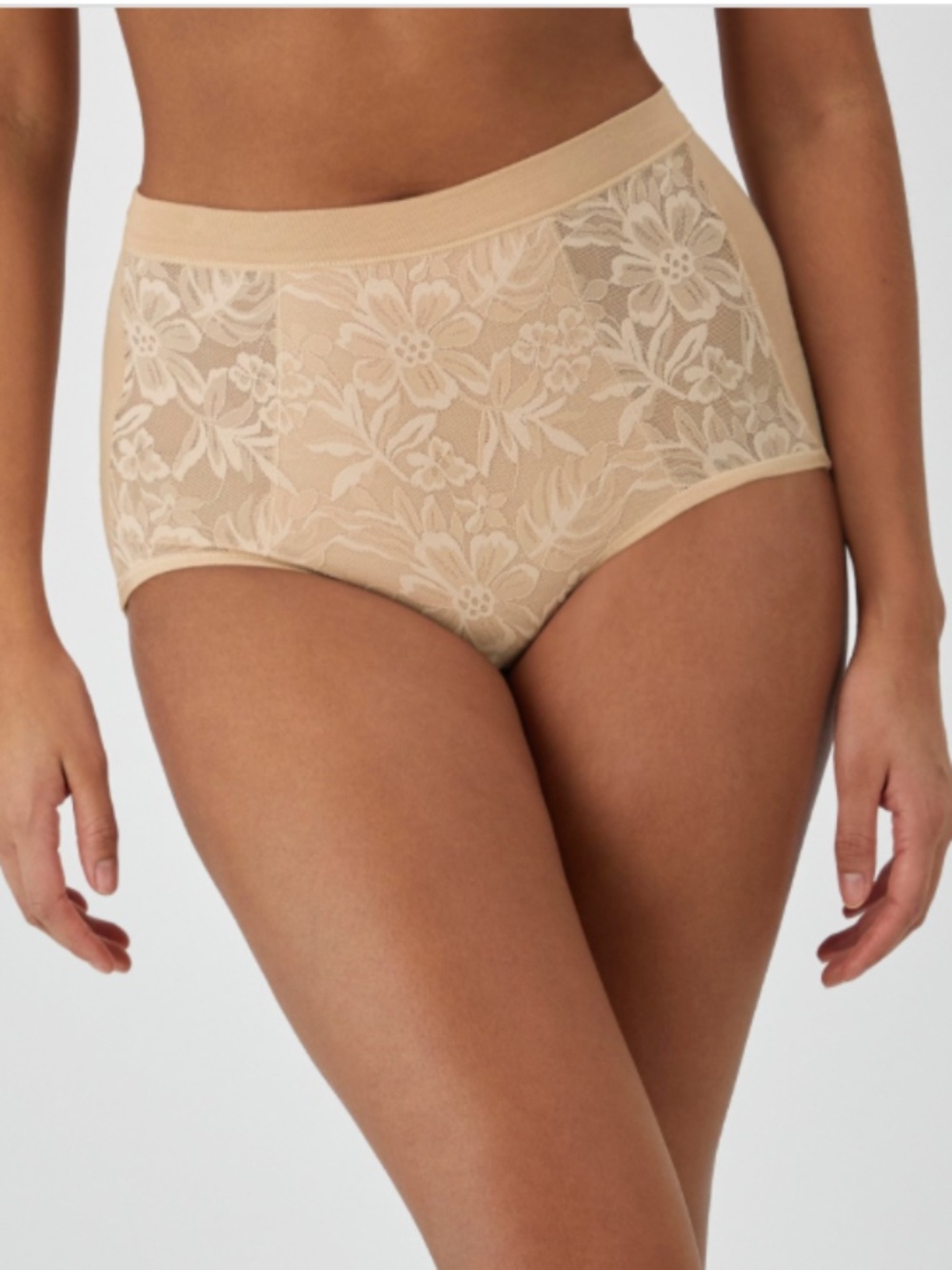 Bali Breathe Cotton Modal Lace High Rise Brief Almond
